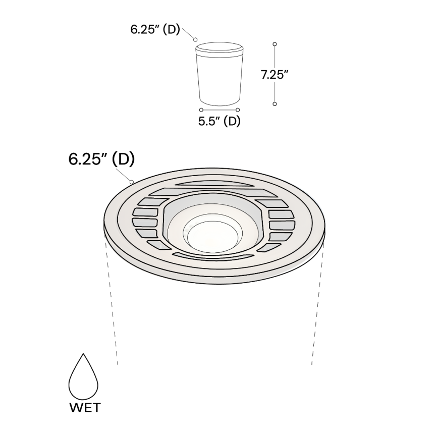 Alcon 9031 LED Well Light shown in a cast brass finish