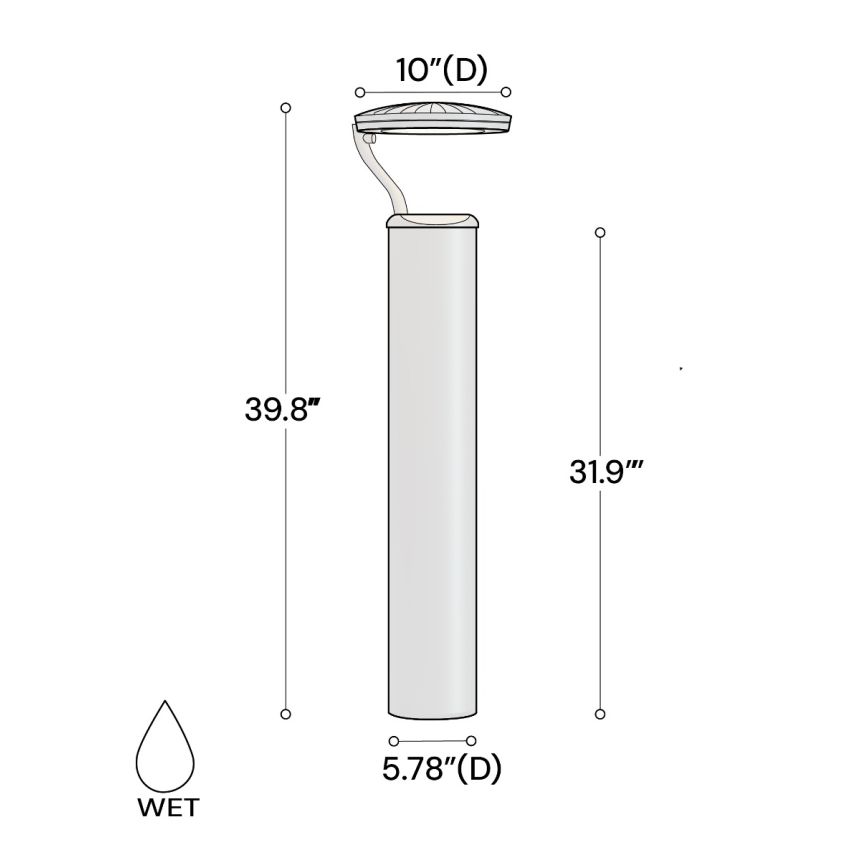 40-Inch Single-Arm Commercial LED Bollard Light