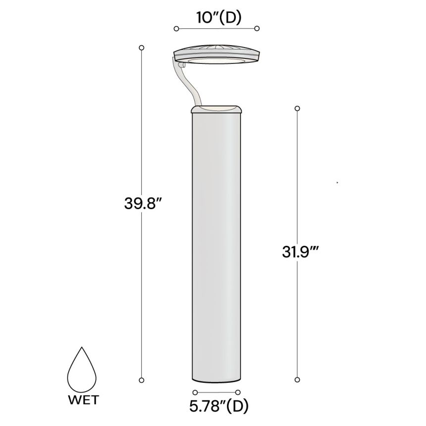 Alcon 9035-S 40-inch tri-arm commercial LED bollard light on exterior shown in a black finish.