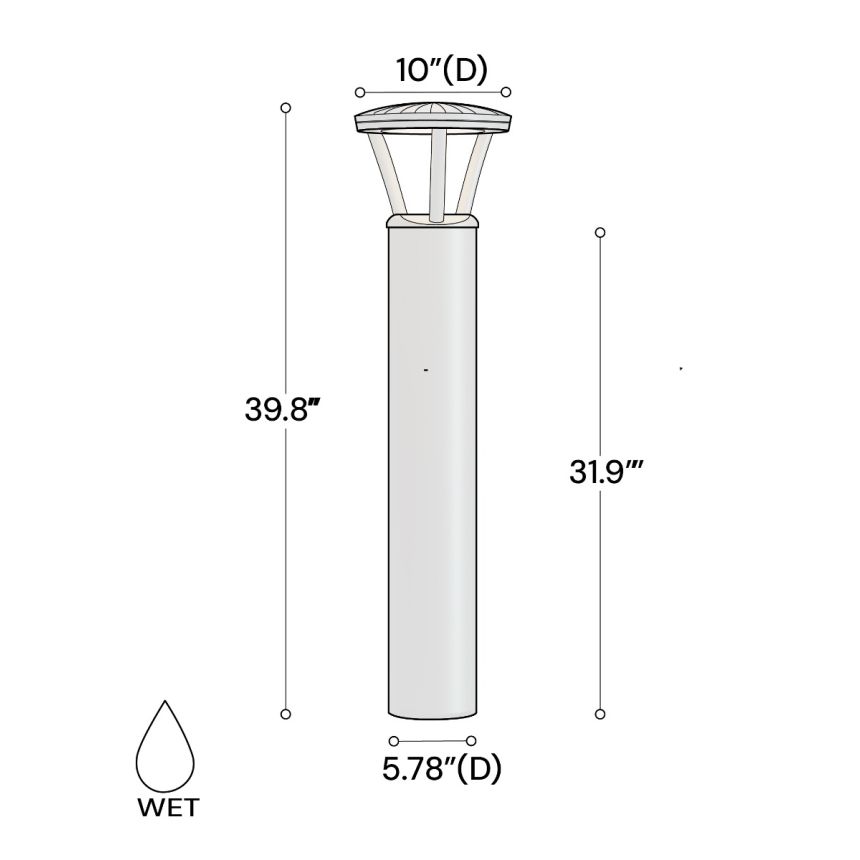 40-Inch Tri-Arm Commercial LED Bollard Light