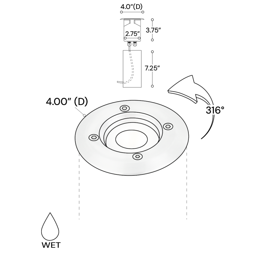 Alcon 9039 Low-Voltage 4-Inch In-Ground LED Well Light