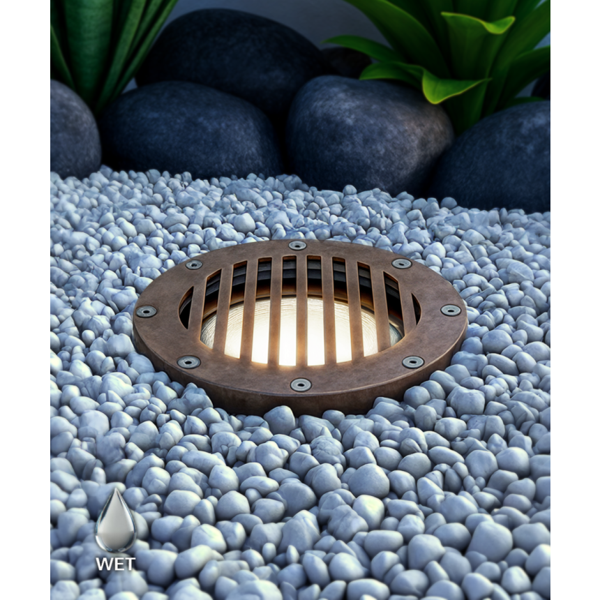 Alcon 9041 LED Well light shown in a bronze finish