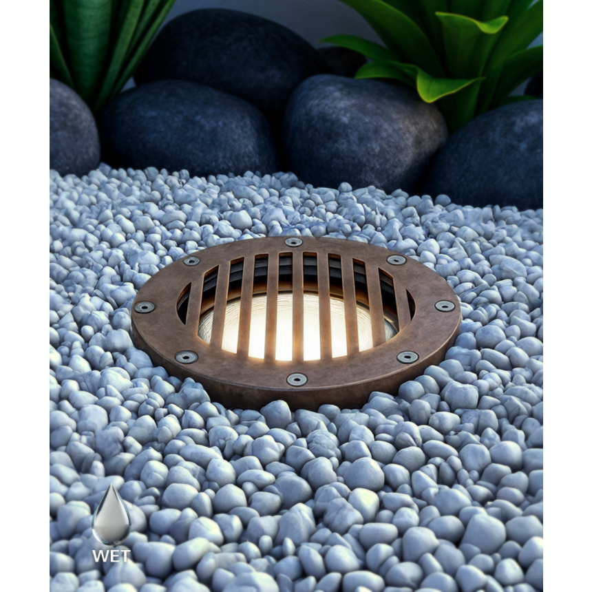 Alcon 9041 LED Well light shown in a bronze finish