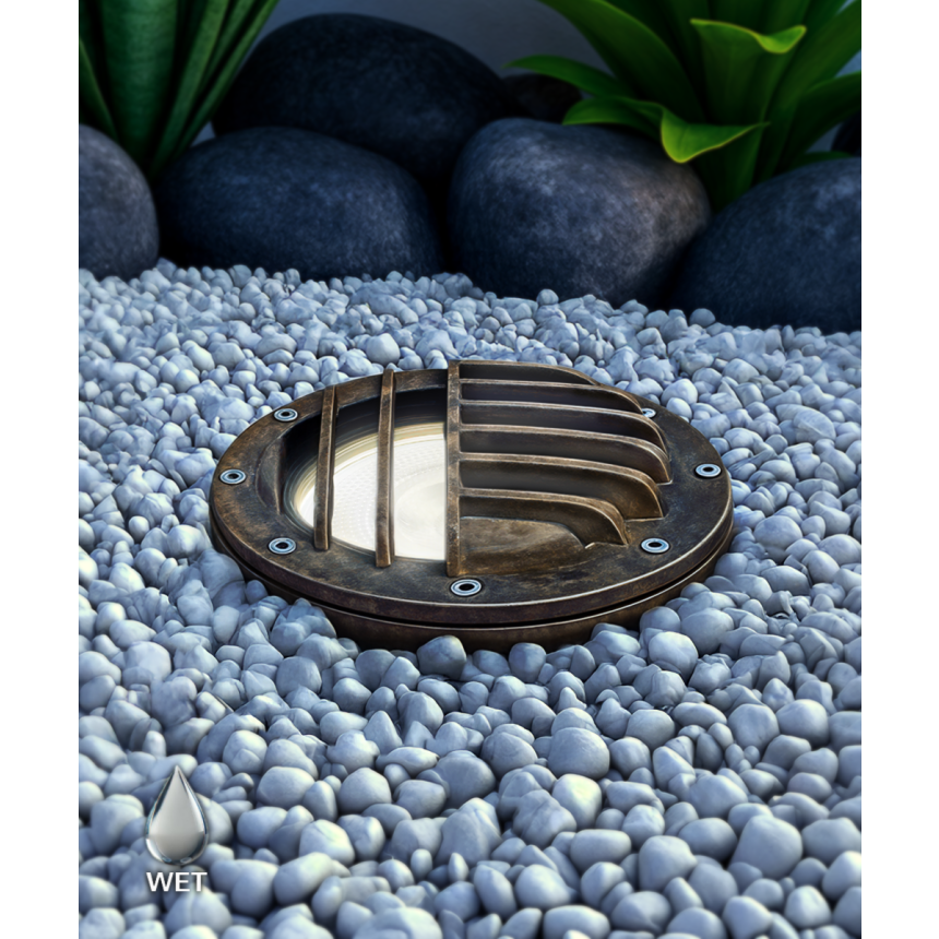 Alcon 9043 LED Well Light shown in a bronze finish 