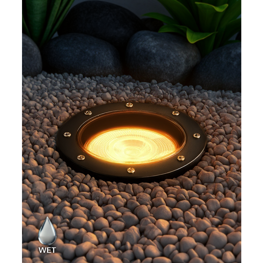 Alcon 9044 LED Well Light shown in a black finish with turtle friendly light
