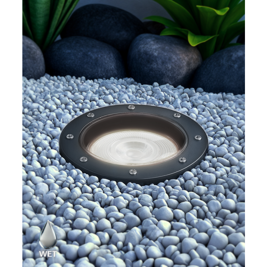 Alcon 9044 LED Well Light shown in a black finish