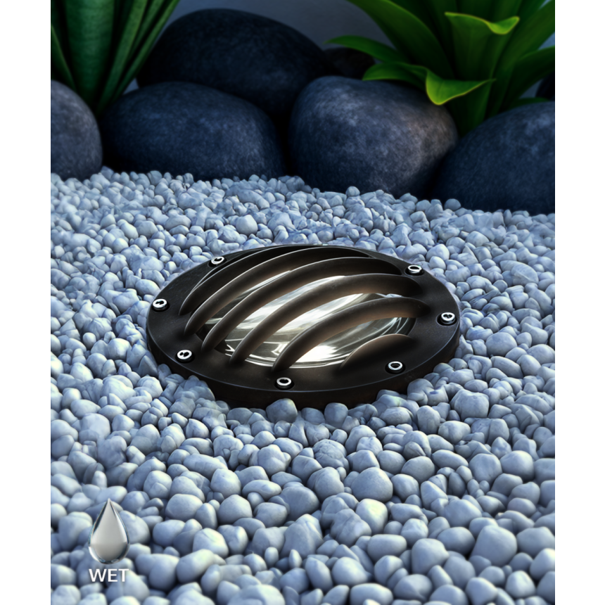 Alcon 9045 LED Well Light shown in a black finish