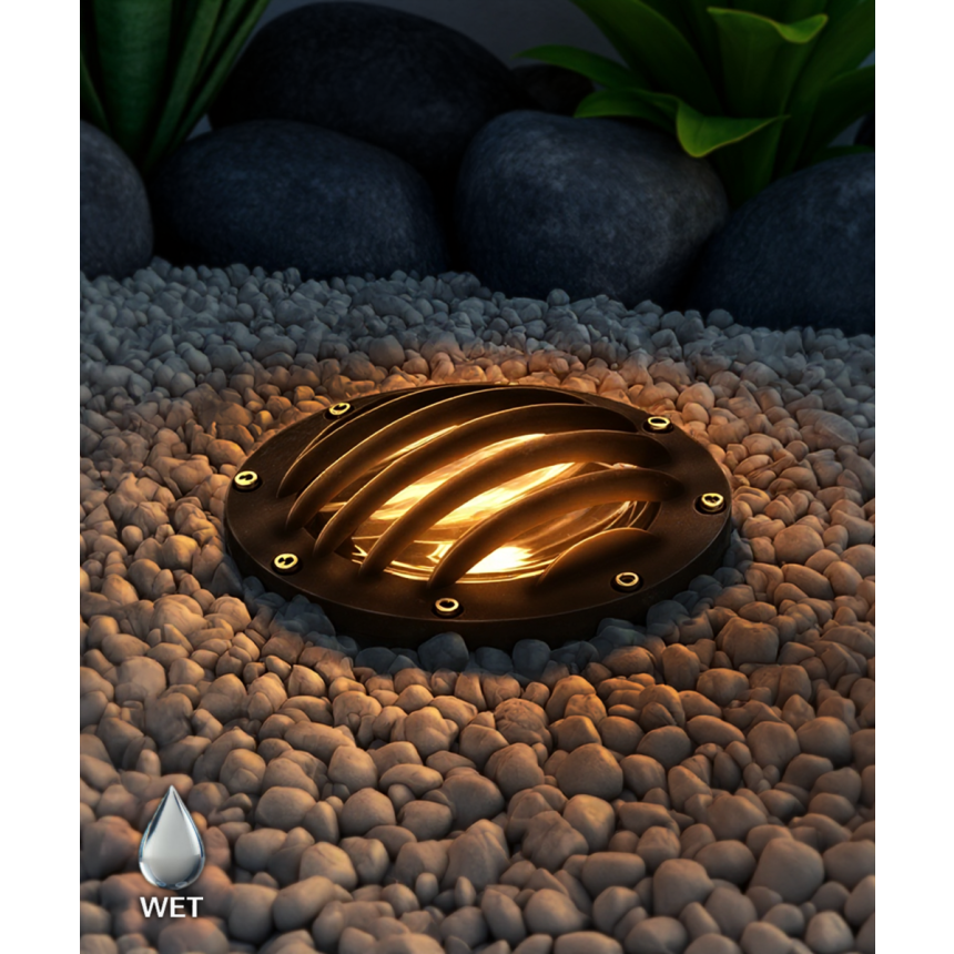 Alcon 9045 Turtle friendly LED Well Light shown in a black finish