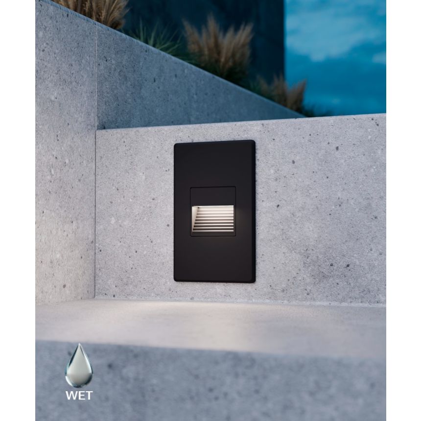  Alcon 9050 LED step light shown in a black finish.