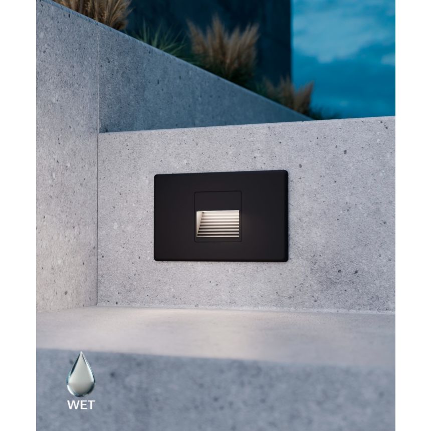 Alcon 9052 LED Louvered Step Light Horizontal shown in a black finish