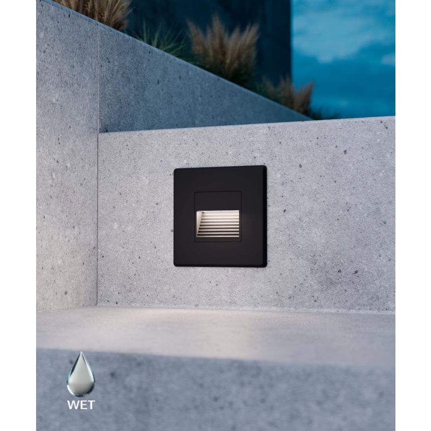 Alcon 9054 LED Louvered Square Step Light shown in a Black finish