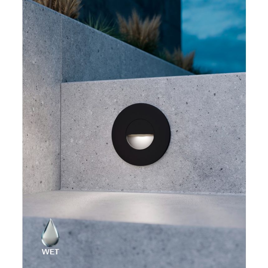Alcon 9056 LED Half-Moon Step Light shown in a Black finish