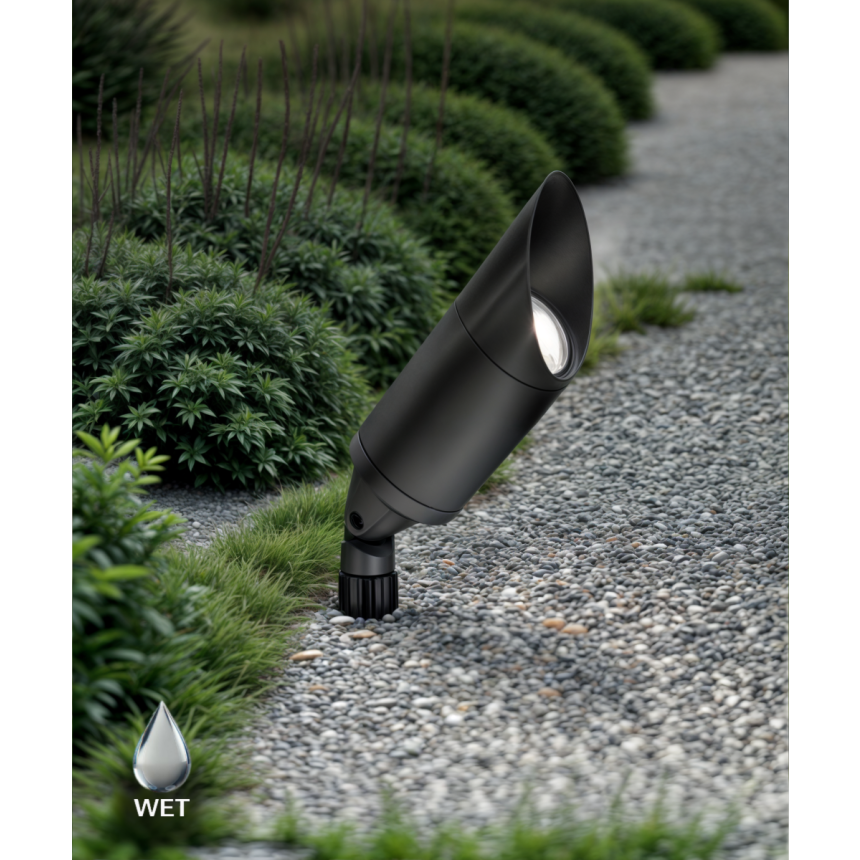Solid Aluminum Landscape LED Uplight with Shroud