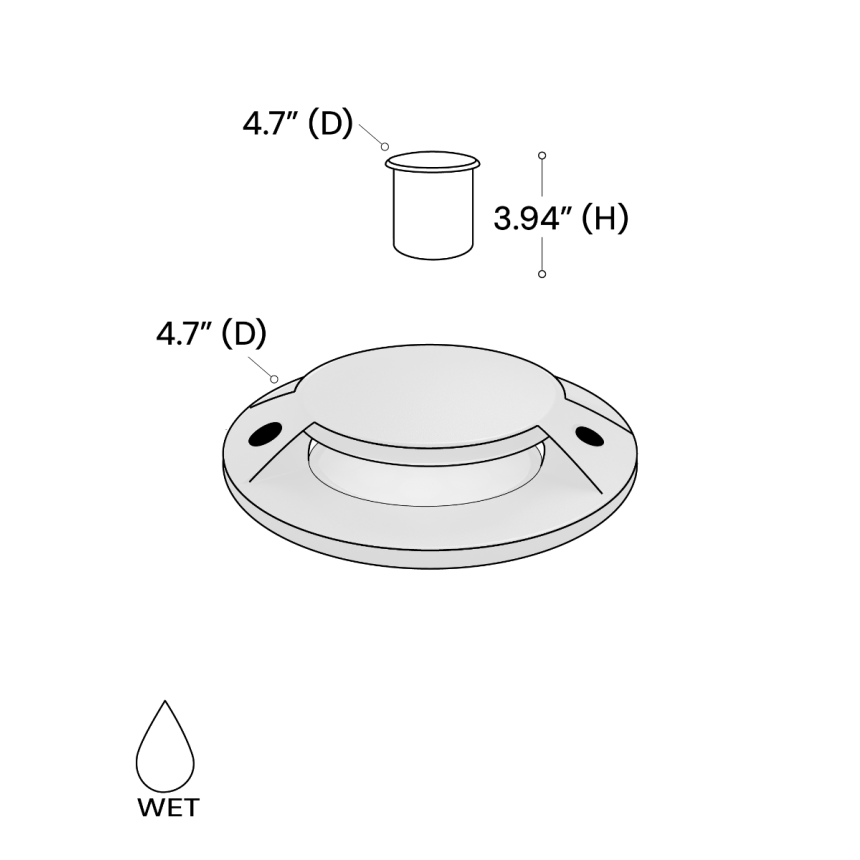 Alcon 9071-RGBW 5-inch in-ground LED well light shown with a circular aluminum light head.