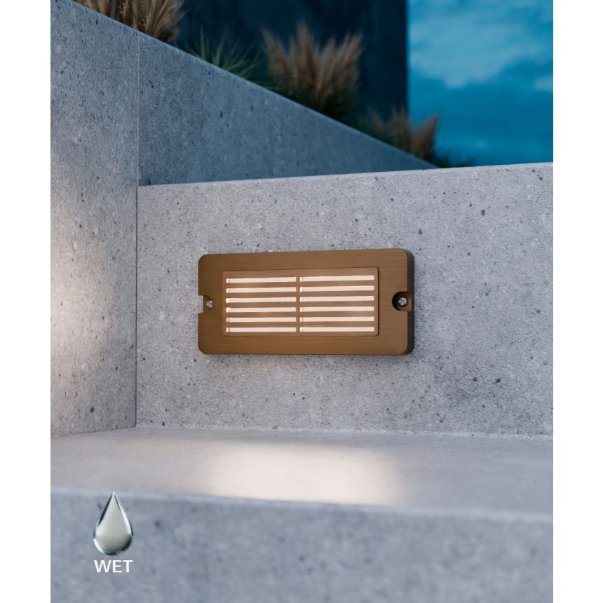 Alcon 9089 LED Step Light line drawing showed in cast brass