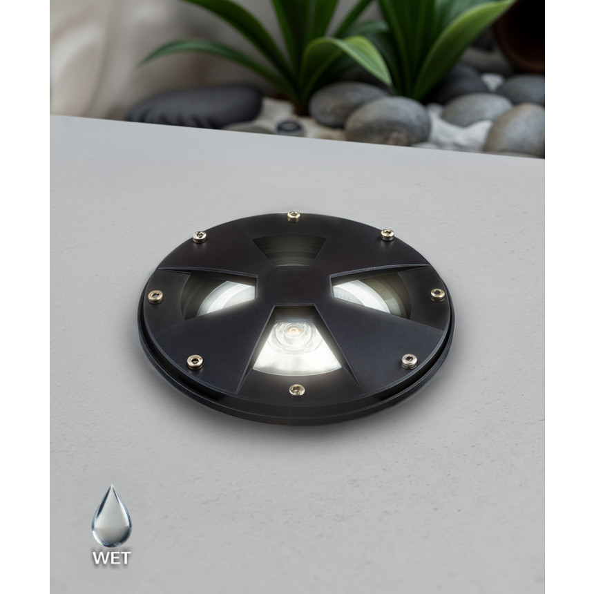 Alcon 9098 LED Well Light shown in a black finish