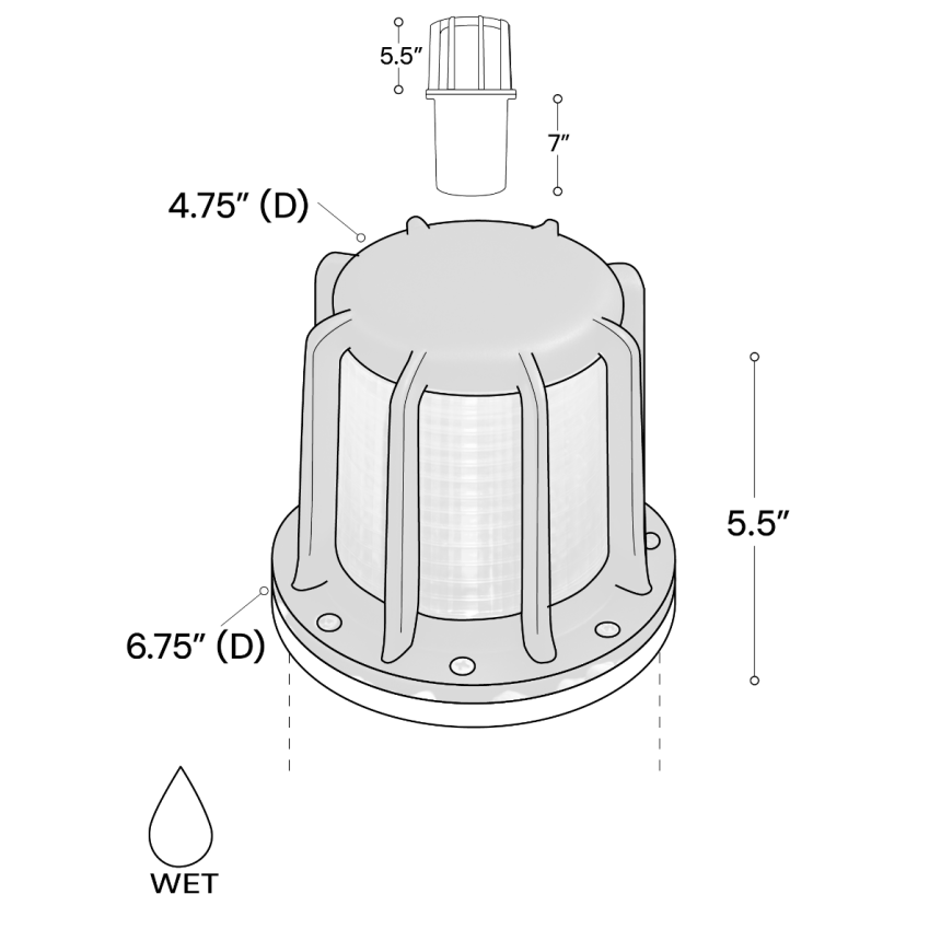 Alcon 9099 RGBW Color tunable in-ground can lantern light shown in a black finish.