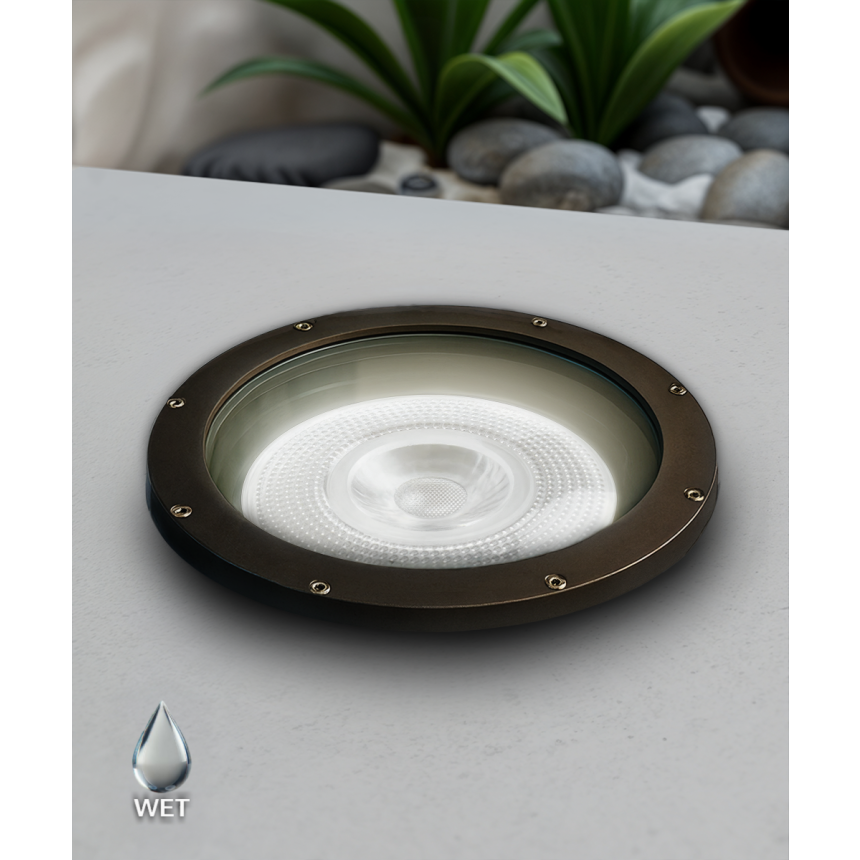 Alcon 9100 LED Well Light shown in a bronze finish