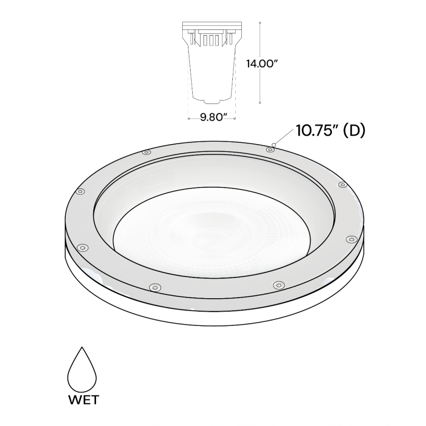 10-Inch Turtle Friendly Adjustable In-Ground LED Well Light