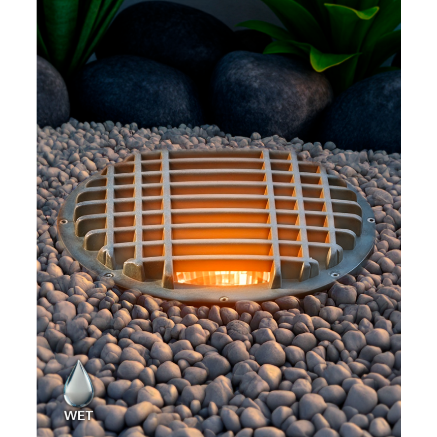 Alcon 9103 LED Well Light shown in a bronze finish with turtle friendly light
