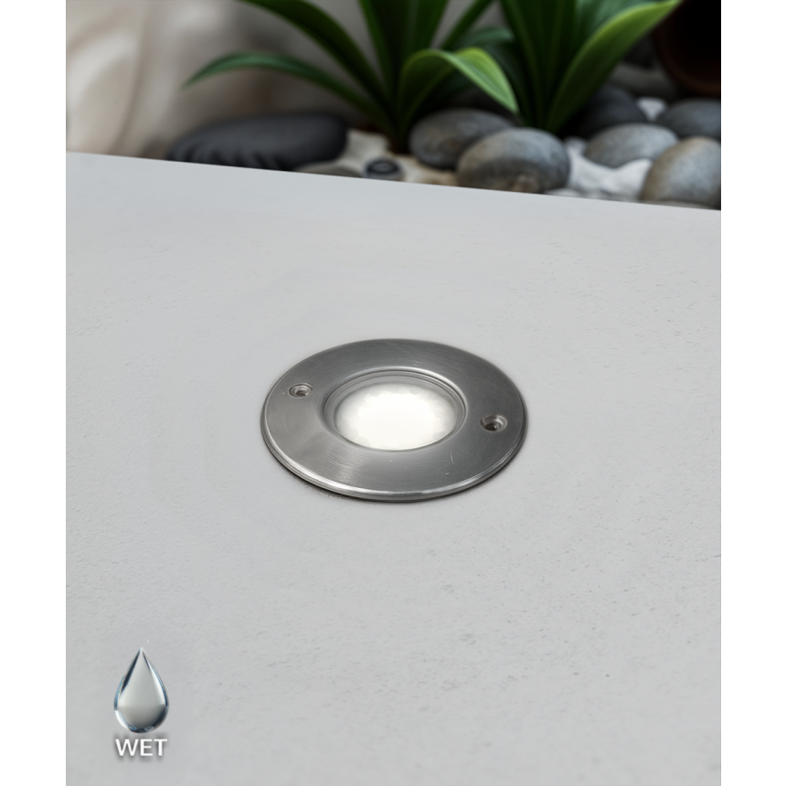 Alcon 9115-S LED Well Light shown in a stainless steel finish