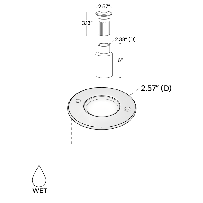 Alcon 9115-R Low-Voltage 3-Inch In-Ground LED Well Light