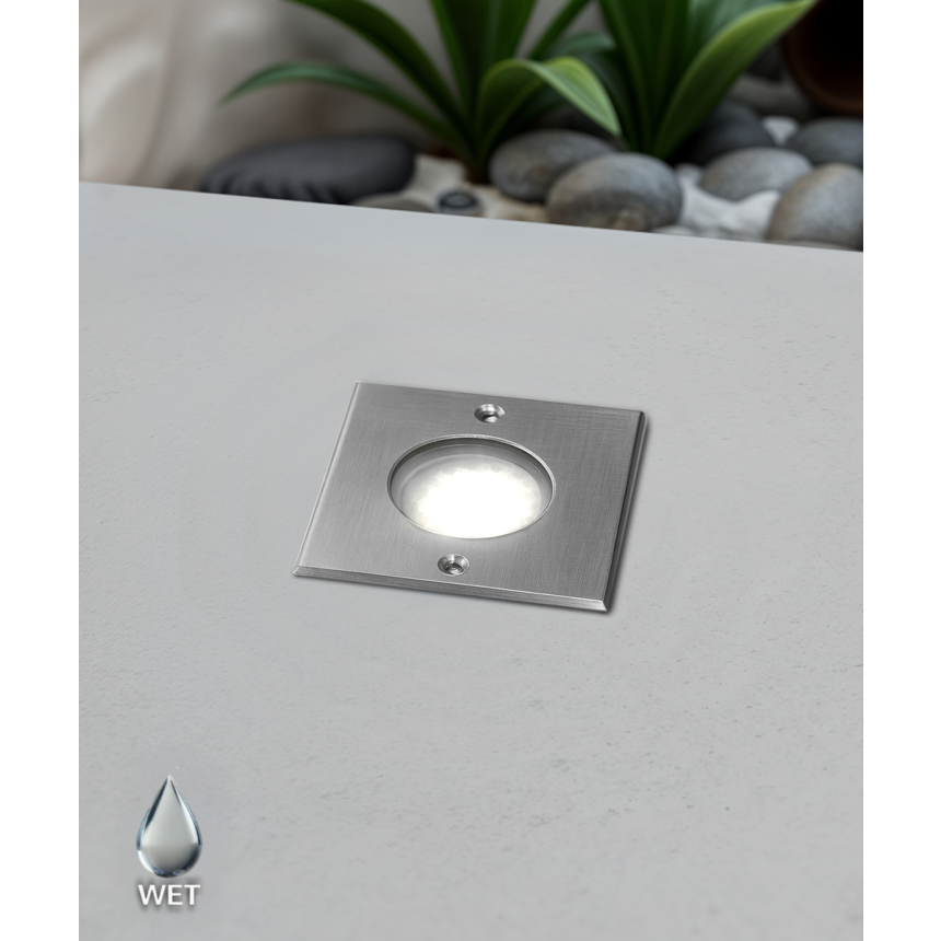 Alcon 9115-R LED Well Light shown in a stainless steel finish