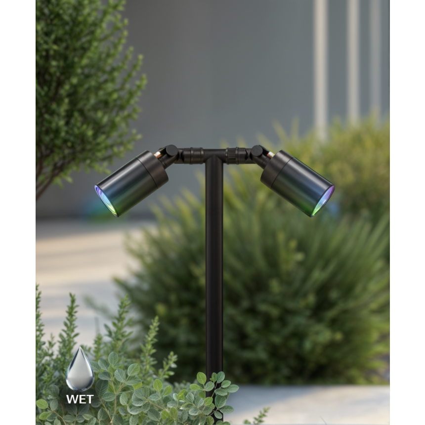 Alcon 9170-D elevated double-arm ground directional up light shown in a dark bronze finish.