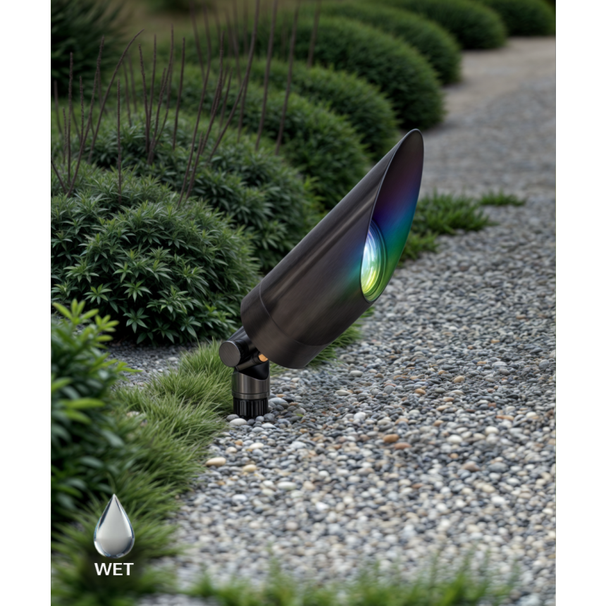 Alcon 9170-LS angled long ground directional up light shown in a dark bronze finish.