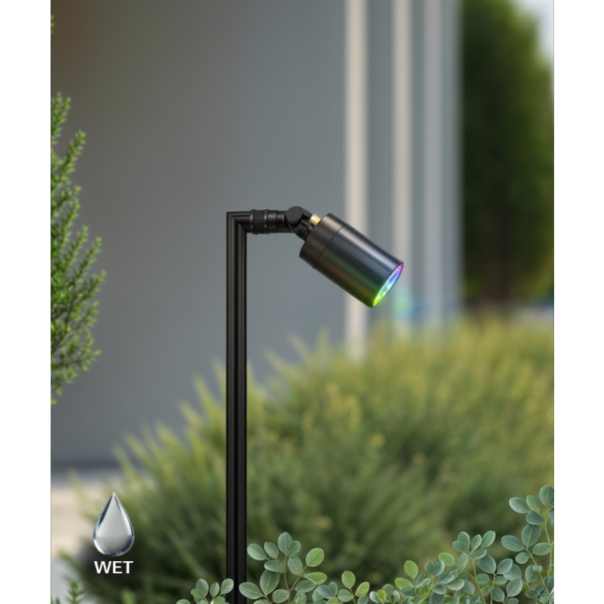 Alcon 9170-S elevated single-arm ground directional up light shown in a dark bronze finish.
