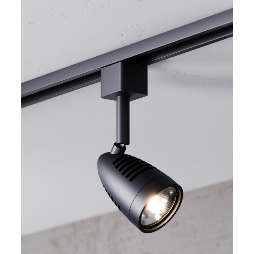 Alcon 13111 2-Inch Bullet Head Swivel LED Track Light shown in a Black finish.