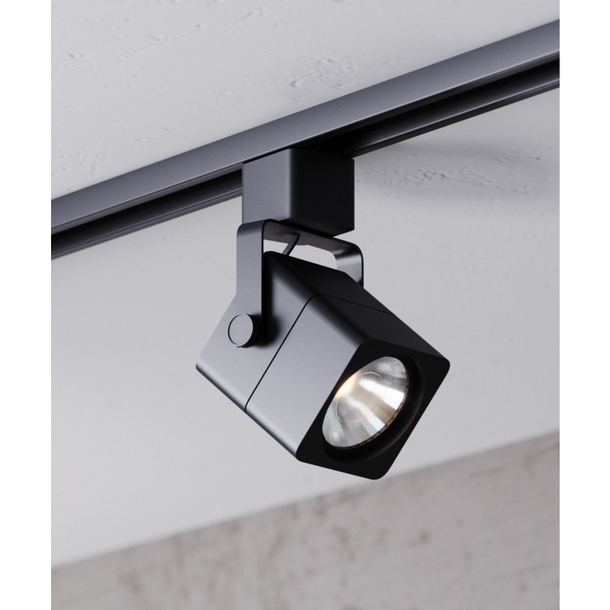 Alcon 13112 2.5-Inch Square LED Track Light Head shown in a Black finish.