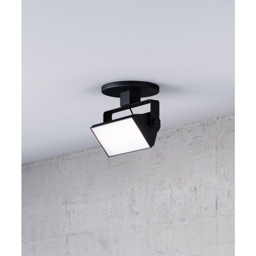 Alcon 13126-6 6-Inch Architectural LED Wall Wash Round Monopoint Light shown in a Black finish.