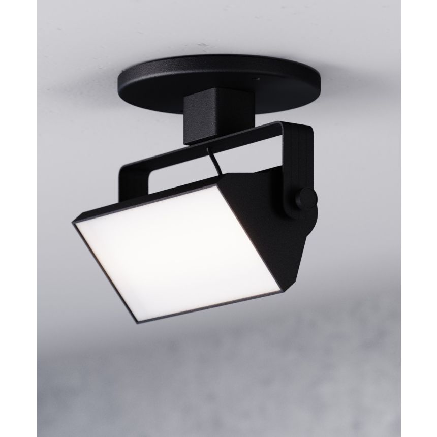 Alcon 13126-6 6-Inch Architectural LED Wall Wash Round Monopoint Light shown in a Black finish.