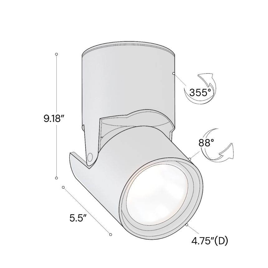 5"-Multi-Sized Architectural LED Monopoint Head shown in a Black finish.