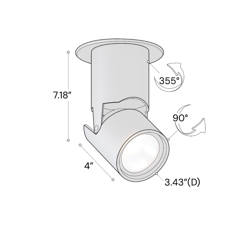 3.5"-Multi-Sized Architectural LED Monopoint Head shown in a Black finish.