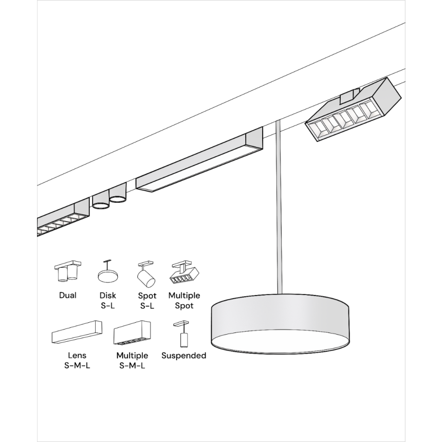 Alcon 15100 Modular Surface System shown in Black on an adjustable length, 1.5" width and 2.6" height track with 14 accessories.