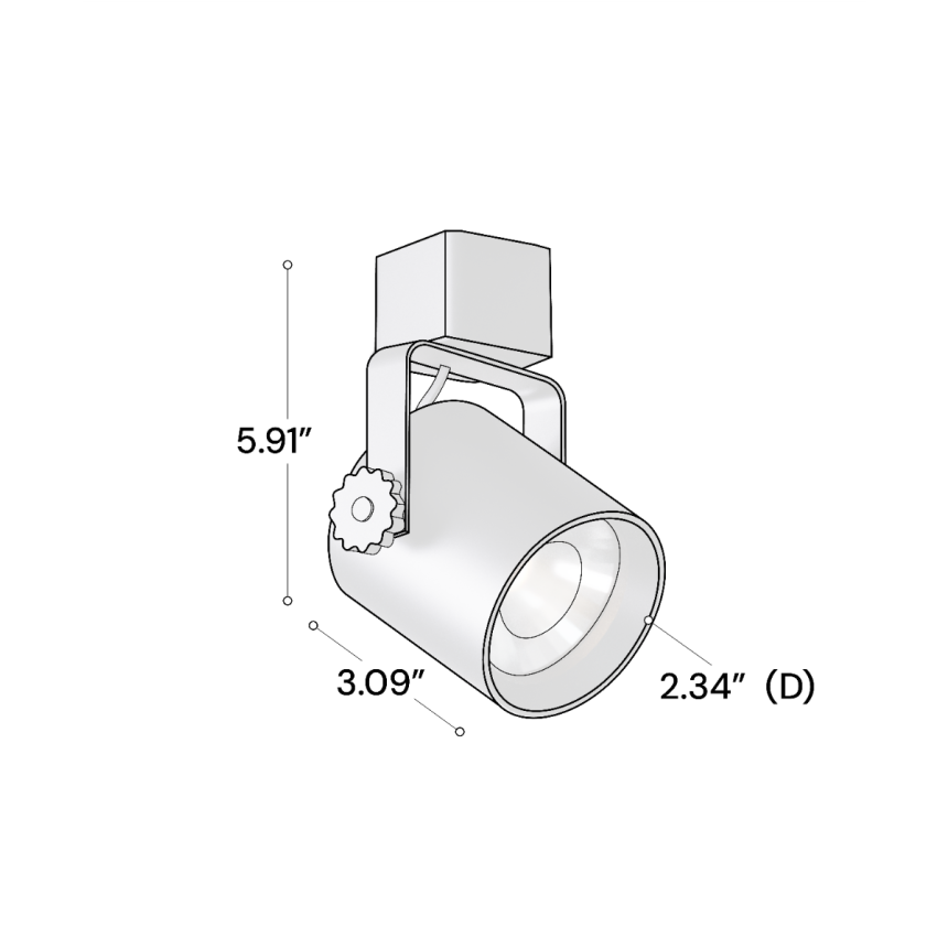 Alcon 13110 2-Inch LED Track Light Head shown in a Black finish.