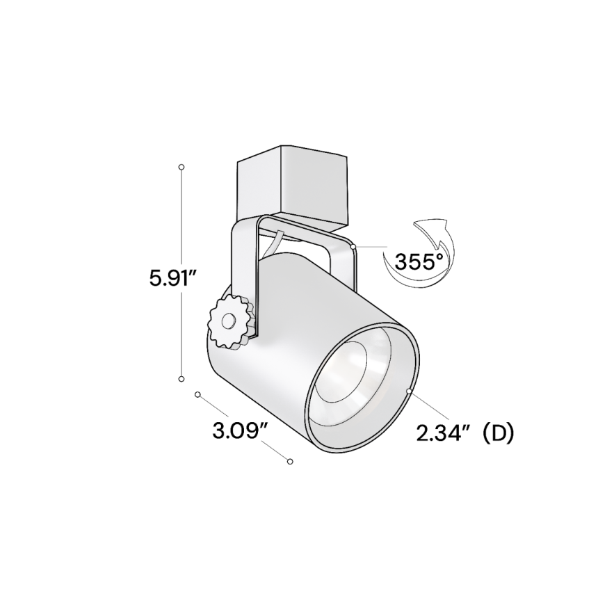 Alcon 13110 2-Inch LED Track Light Head shown in a Black finish.