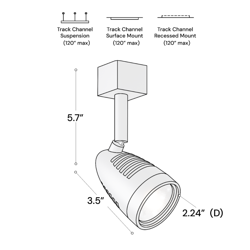 Alcon 13111 2-Inch Bullet Head Swivel LED Track Light shown in a White finish.
