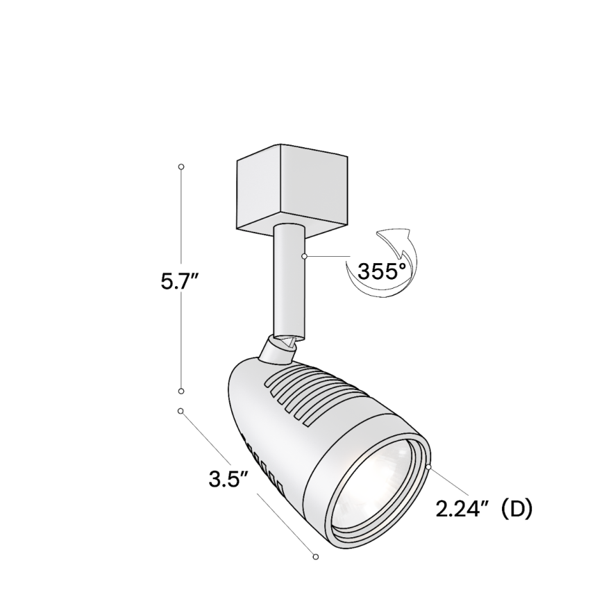 Alcon 13111 2-Inch Bullet Head Swivel LED Track Light shown in a Black finish.