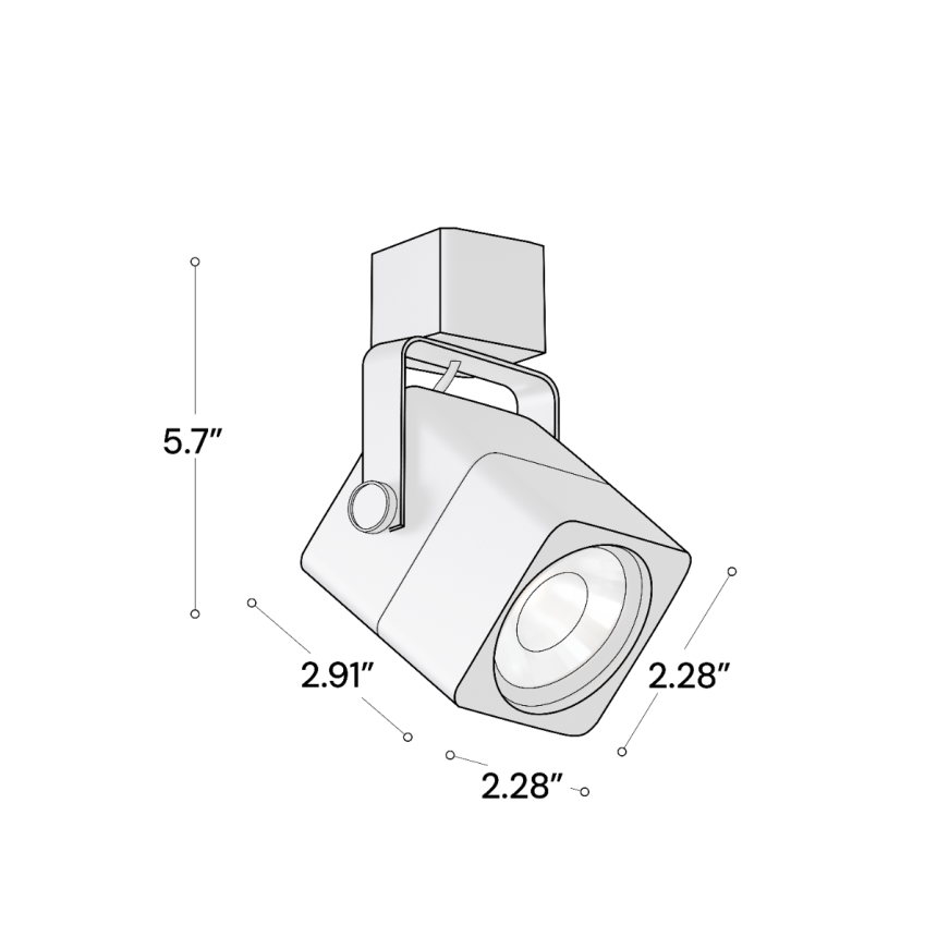 Alcon 13112 2.5-Inch Square LED Track Light Head shown in a Black finish.