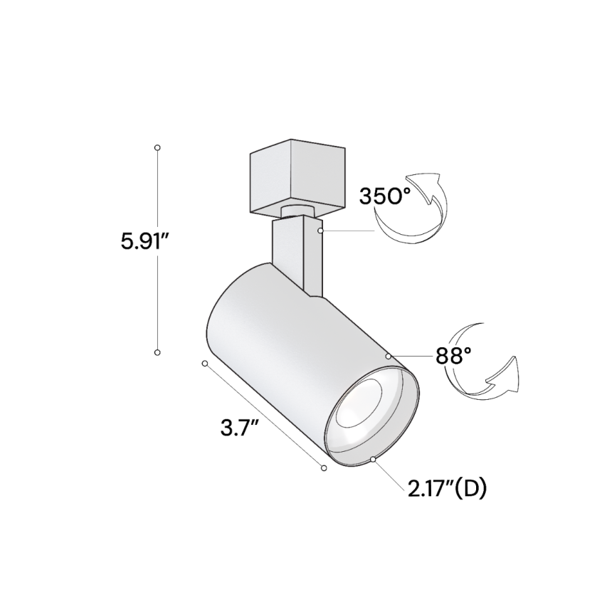 Alcon 13114 2.5-Inch Cylinder LED Track Light Head shown in a Black finish.