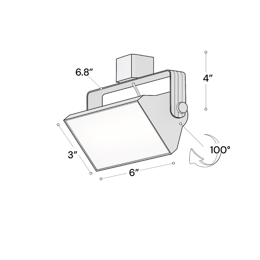 Alcon 13126-6 6-Inch Architectural LED Wall Wash Track Light shown in a Black finish.