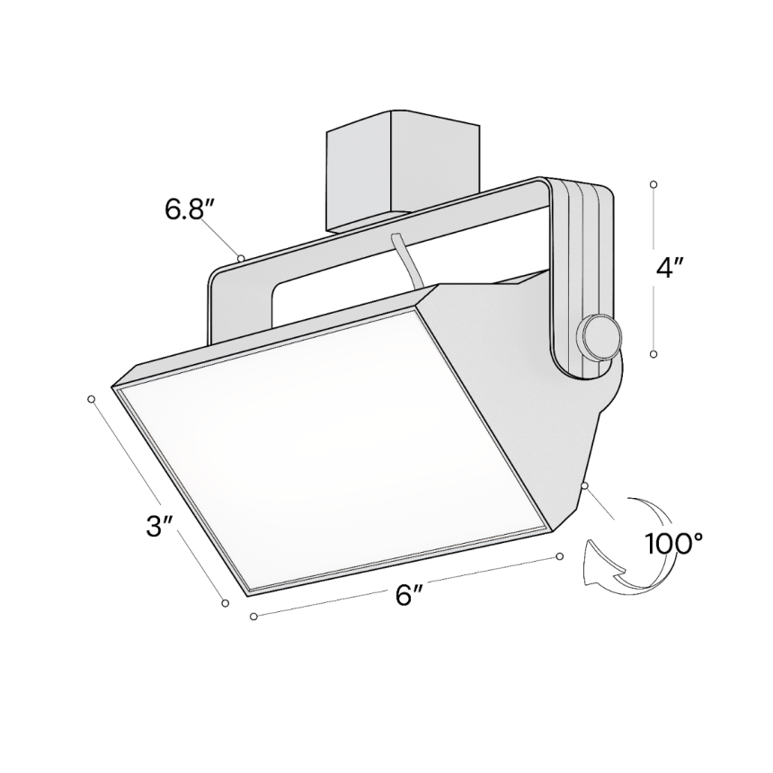 Alcon 13126-6 6-Inch Architectural LED Wall Wash Track Light shown in a Black finish.