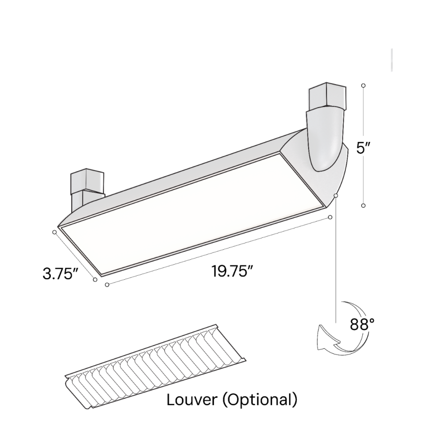 Alcon 13128-23 Black 23-Inch Architectural Wall Wash LED Track Light – 19.75" Length x 3.75" Width x 5" Height