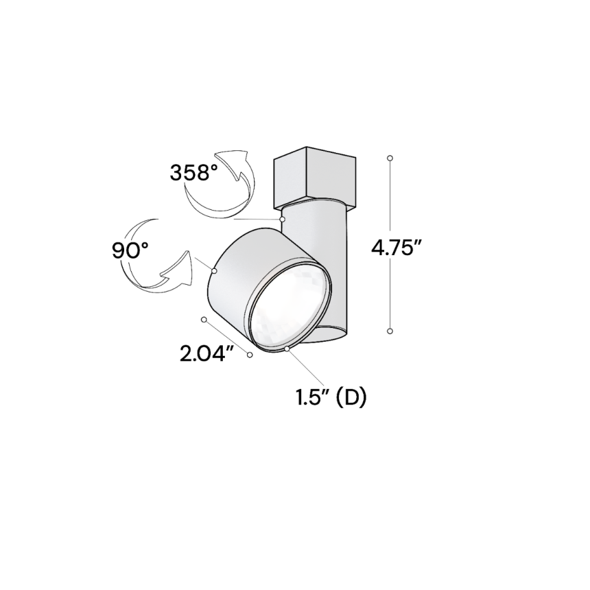 Alcon 13303-MI Multi-Sized Adjustable LED Track Light Head shown in a Black finish.