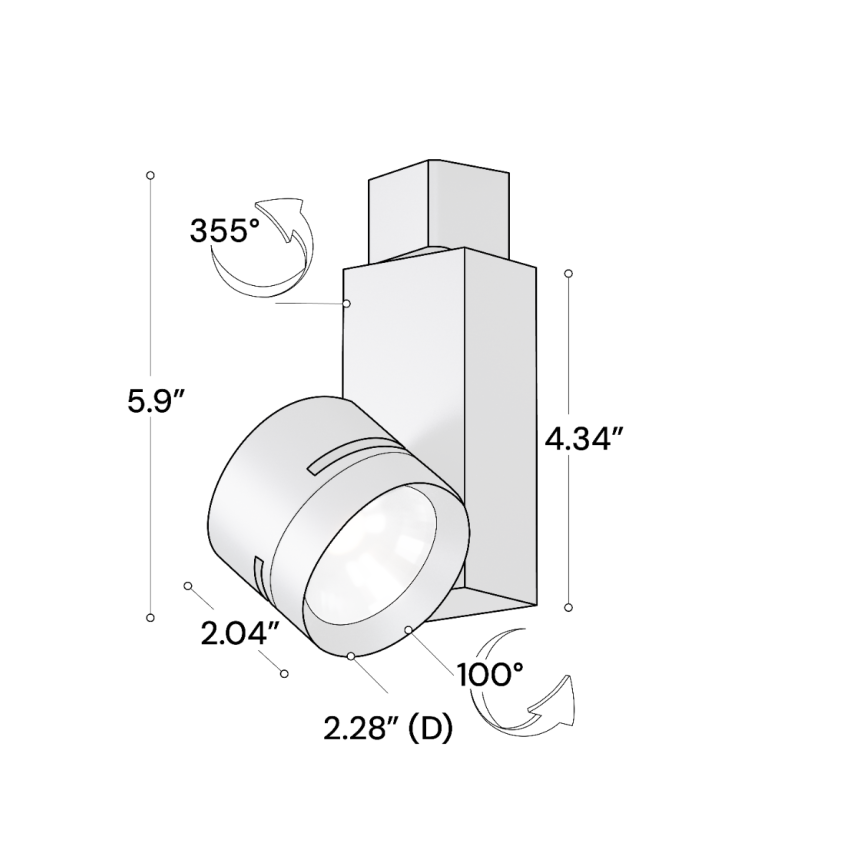 Alcon 13306 Architectural 2.5-Inch LED Track Light Head shown in a Black finish.