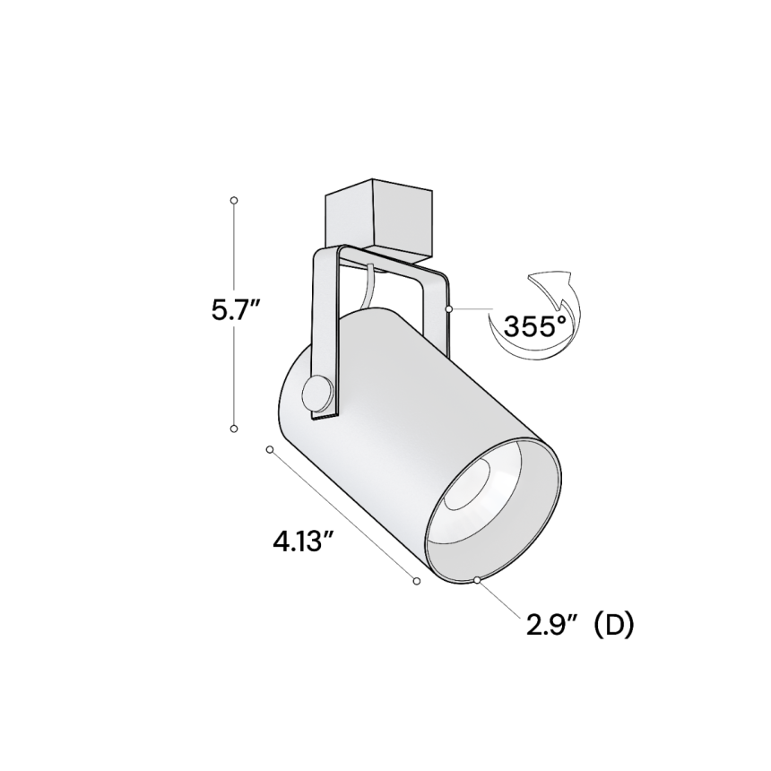 Alcon 13340-MD Multi-Sized LED Track Light Head shown in a Black finish.