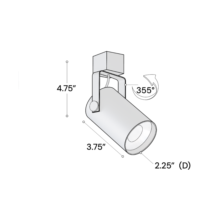 Alcon 13340-SM Multi-Sized LED Track Light Head shown in a Black finish.